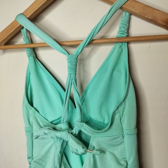 Athleta Aqualuxe Tankini Swim Top Seafoam Tie Back - Picture 7 of 8